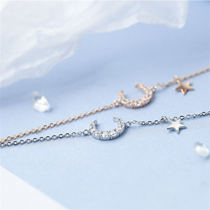 OBEAR Silver Plated  Girlfriend Bracelets  Zirconia Moon Star Romantic Bracelet Women Female Birthday Gift